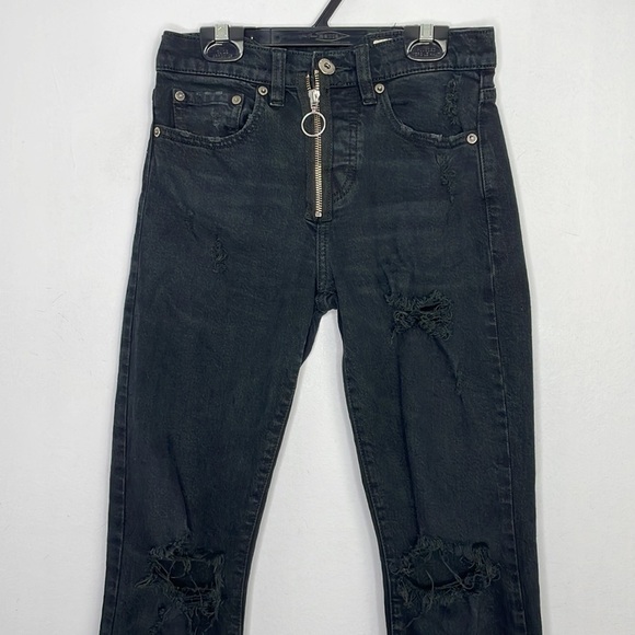 PISTOLA Nico very distressed ring zipper buttons fly cropped jeans - Picture 2 of 11